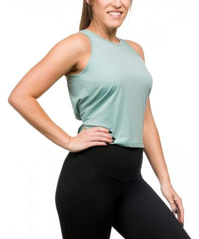 Womens Knot Back Style Yoga Tank Top Carly-16 Style Baby Mint Solid $7.64 Activewear