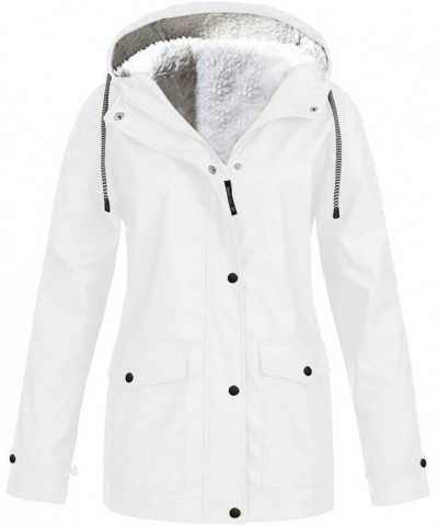 Rain Coats for Women Plus Size Warm Winter 2022 Trench Coat Lightweight Waterproof Jackets Zip-Up Hooded Outdoor 20white $11....