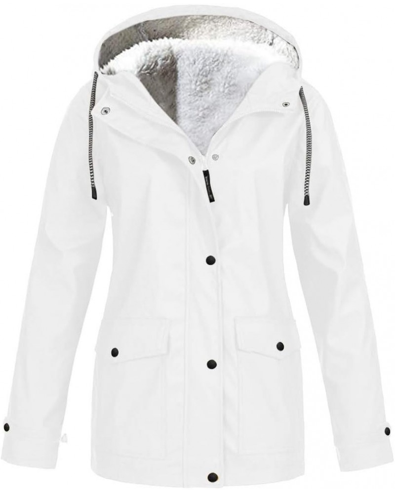 Rain Coats for Women Plus Size Warm Winter 2022 Trench Coat Lightweight Waterproof Jackets Zip-Up Hooded Outdoor 20white $11....