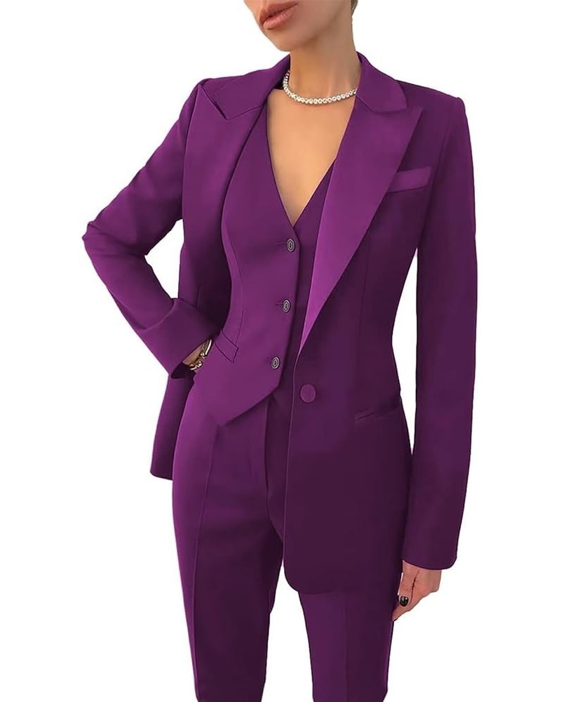 Women's 3 Piece Suits Slim Fit Solid Formal Single Breasted Outfits for Women Ladies Business for Work Office Lady Purple $42...