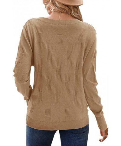 Sweaters for Women V Neck Sweater Women Lightweight Long Sleeve Knitted Pullover Sweater L Khlki $20.62 Sweaters