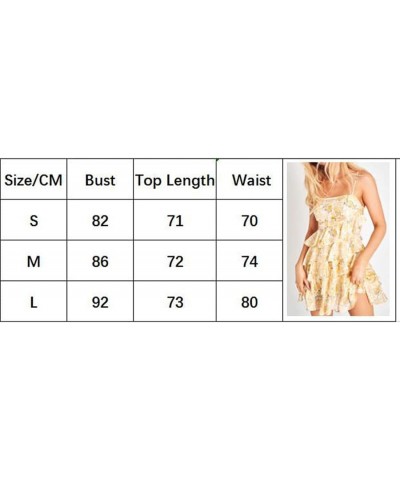 Sexy Sleeveless Sling Dress for Women,Floral Printed Backless Low Cut Dress Bodycon Mini Picnic Dress for Party Club 629-yell...