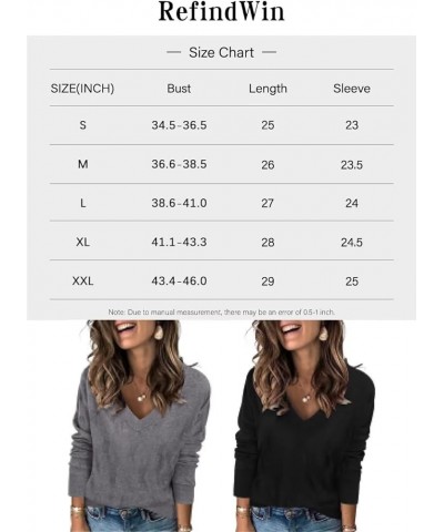 Sweaters for Women V Neck Sweater Women Lightweight Long Sleeve Knitted Pullover Sweater L Khlki $20.62 Sweaters