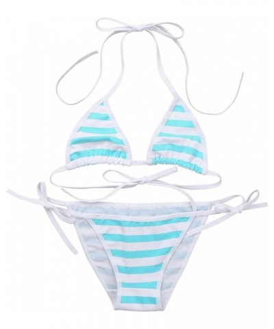 Women Girl Cute Kawaii Bikini Japanese Style Stripe Cotton Panties Cosplay Lingerie Swimsuit Blue $9.85 Swimsuits