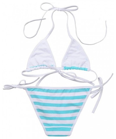 Women Girl Cute Kawaii Bikini Japanese Style Stripe Cotton Panties Cosplay Lingerie Swimsuit Blue $9.85 Swimsuits