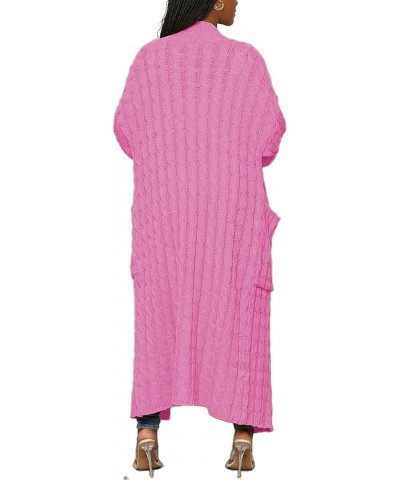 Long Cable Knit Cardigans for Women Chunky Open Front Maxi Sweater Coat Loose Dual Pocket Winter Outwear 1-pink $25.75 Sweaters