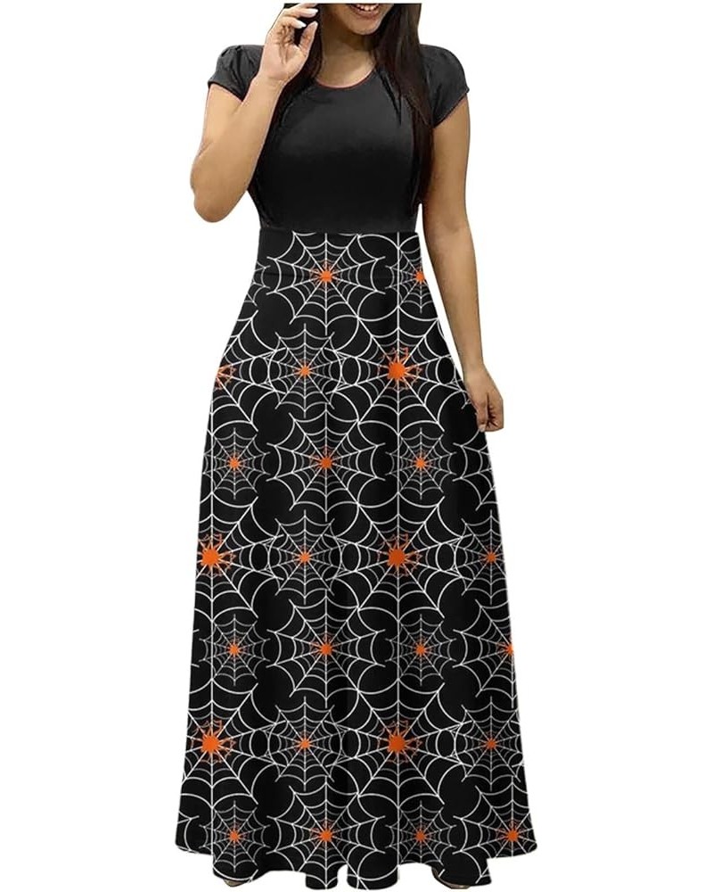 Maxi Dresses for Women 2023 Casual Short Sleeve Empire Waist Loose Floral Plain Long Dresses with Pockets D-multicolour 06 $8...