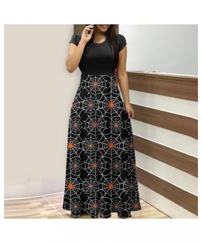 Maxi Dresses for Women 2023 Casual Short Sleeve Empire Waist Loose Floral Plain Long Dresses with Pockets D-multicolour 06 $8...