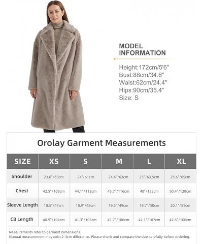 Women's Fuzzy Fleece Winter Jacket Faux Fur Lapel Coat Mid-Length Sherpa Teddy Coat Grey $45.00 Coats