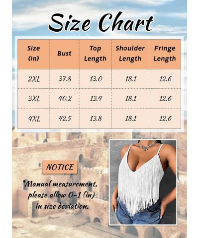 Plus Size Fringe Crop Tops for Women - Festival Boho Tassel Tank Sexy V Neck Cowgirl Concert Rave Corset Bodysuits White $12....