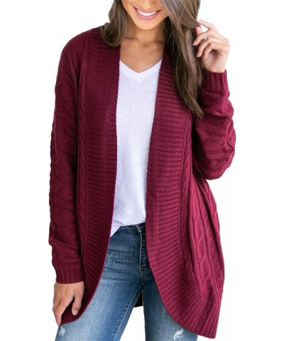 Womens Loose Open Front Cardigan Long Sleeve Casual Lightweight Soft Knit Sweaters Coat with Pockets Z Cable Purple $23.93 Sw...