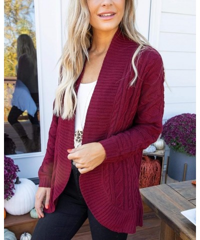 Womens Loose Open Front Cardigan Long Sleeve Casual Lightweight Soft Knit Sweaters Coat with Pockets Z Cable Purple $23.93 Sw...