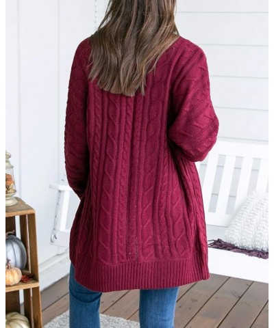 Womens Loose Open Front Cardigan Long Sleeve Casual Lightweight Soft Knit Sweaters Coat with Pockets Z Cable Purple $23.93 Sw...