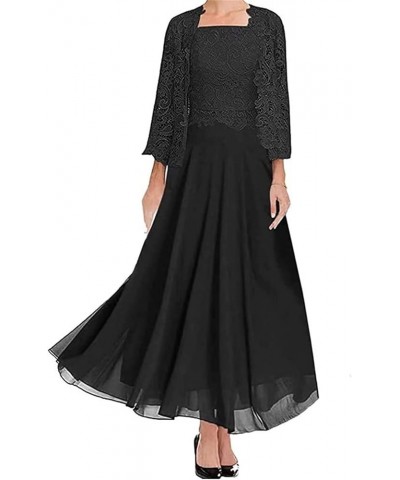 Mother of The Bride Dresses with Jacket Mother of The Groom Dresses Chiffon Wedding Guest Dresses for Women Black $36.90 Dresses