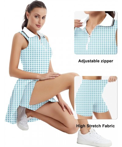 Women's Tennis Golf Dress Sport Activewear Workout Athletic Zipper V-Neck with Shorts and Pocket 19 Blue Plaid $25.75 Activewear