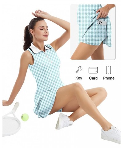 Women's Tennis Golf Dress Sport Activewear Workout Athletic Zipper V-Neck with Shorts and Pocket 19 Blue Plaid $25.75 Activewear