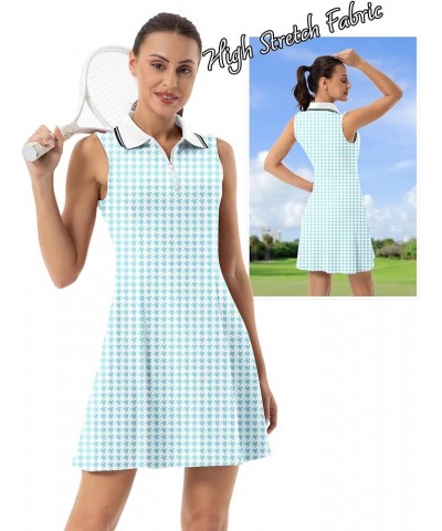 Women's Tennis Golf Dress Sport Activewear Workout Athletic Zipper V-Neck with Shorts and Pocket 19 Blue Plaid $25.75 Activewear