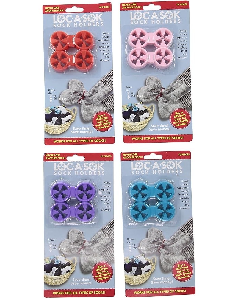 Loc A Sok Sock Locks (Pack of 40) Purple, Pink, Blue and Red $9.90 Activewear