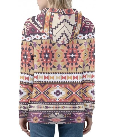 Women's Zip Up Drawstring Drop Shoulder Casual Long Sleeve Sweatshirt Aztec Ethnic Style $17.76 Hoodies & Sweatshirts