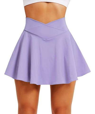 Women's Tennis Golf Skirt with Shorts Pockets Crossover High Waisted Pleated Workout Athletic Skorts A V-waist* - Purple $11....