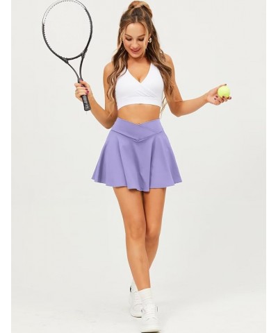 Women's Tennis Golf Skirt with Shorts Pockets Crossover High Waisted Pleated Workout Athletic Skorts A V-waist* - Purple $11....