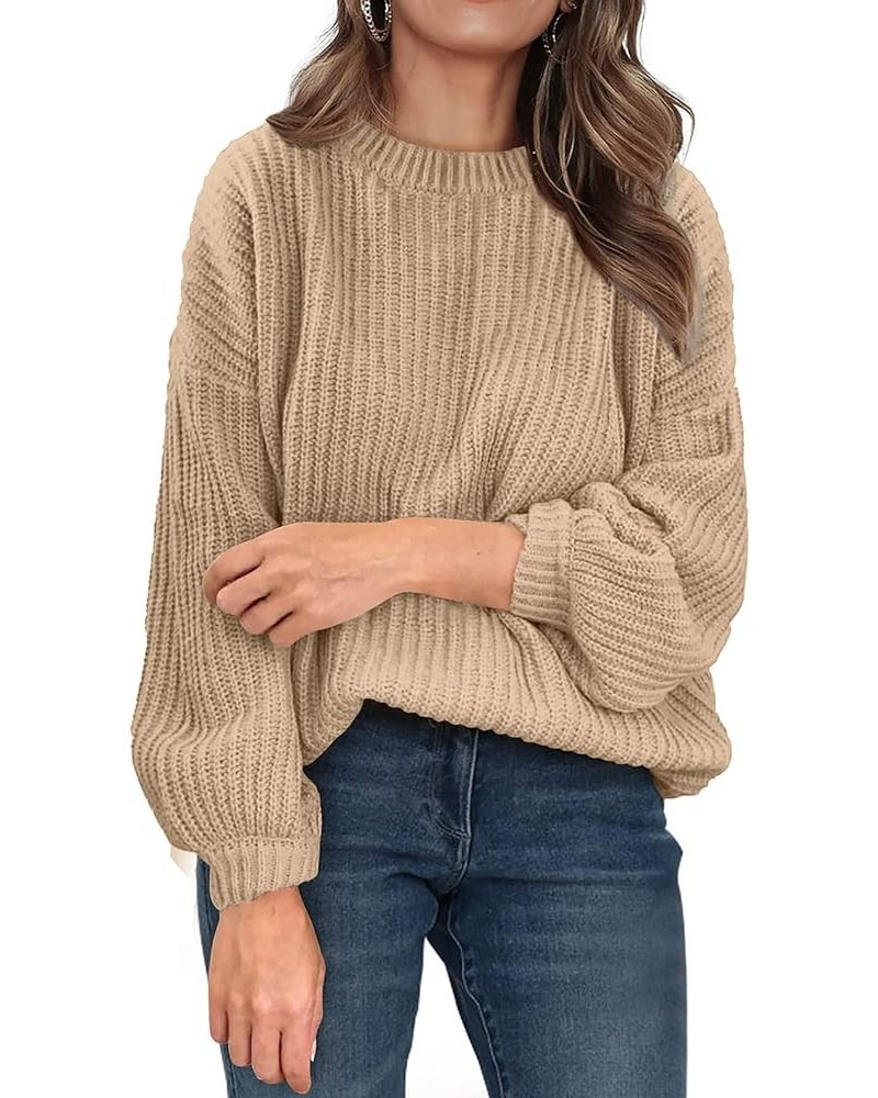 Women's Fashion Sweater Long Sleeve Casual Ribbed Knit Winter Clothes Pullover Sweaters Blouse Top Camel $28.31 Sweaters