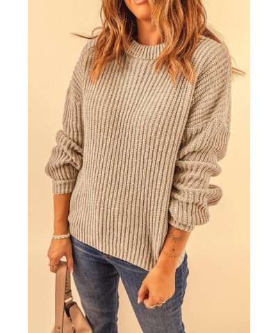 Women's Fashion Sweater Long Sleeve Casual Ribbed Knit Winter Clothes Pullover Sweaters Blouse Top Camel $28.31 Sweaters