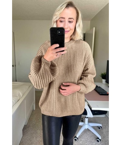 Women's Fashion Sweater Long Sleeve Casual Ribbed Knit Winter Clothes Pullover Sweaters Blouse Top Camel $28.31 Sweaters