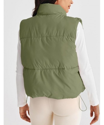 Womens Puffer Vest Stand Collar Zip Up Sleeveless Padded Gilet Coat with Pockets Armygreen $27.83 Vests