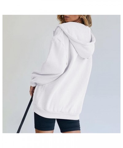 Zip Up Hoodies for Womens Long Sleeve Oversized Y2K Hoodie Teen Girl Fall Jacket Casual Drawstring Hoodie with Pockets White ...