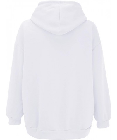 Zip Up Hoodies for Womens Long Sleeve Oversized Y2K Hoodie Teen Girl Fall Jacket Casual Drawstring Hoodie with Pockets White ...