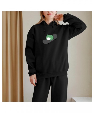 Women's Cute Sweatshirts Skateboarding Frog Long Sleeve Hoodie Pullover Tops Black $14.22 Hoodies & Sweatshirts