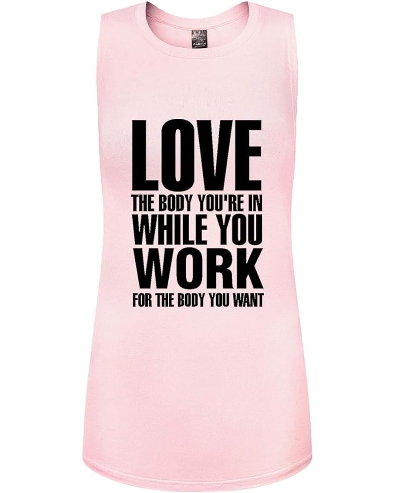 Workout Tank Tops for Women-Womens Inspirational Funny Saying Fitness Gym Racerback Sleeveless Shirts Lightpink-muscle Tank $...