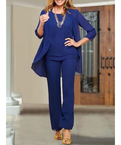 3Pcs Mother of The Bride Pants Suits for Wedding Long Chiffon Evening Gown with Jacket Formal Party Outfit Pants Suit Sage $5...