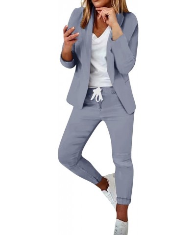 Women Suit Sets for Work 2024 Fall Two Piece Blazer Jacket and Pencil Pants Business Casual Office Formal Outfits D-dark Gray...