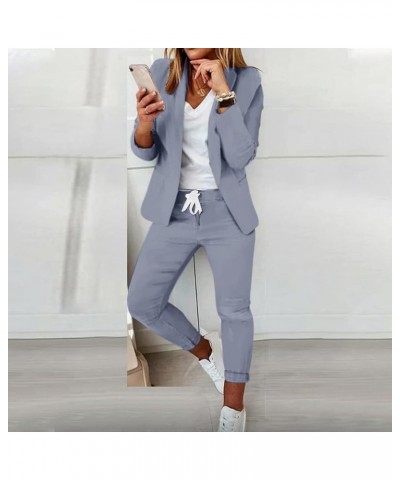 Women Suit Sets for Work 2024 Fall Two Piece Blazer Jacket and Pencil Pants Business Casual Office Formal Outfits D-dark Gray...