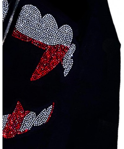 Y2K Rhinestone Full Zip Up Hoodie Women Man Goth Graphic Oversized Punk Jackets Grunge Sweatshirt Coat K-black Red Skull $17....