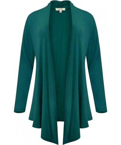 Womens Long Sleeve Draped Open Front Asymmetrical Cardigan Teal $19.28 Sweaters