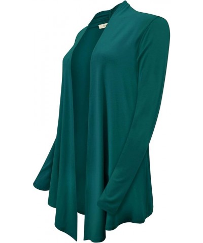 Womens Long Sleeve Draped Open Front Asymmetrical Cardigan Teal $19.28 Sweaters