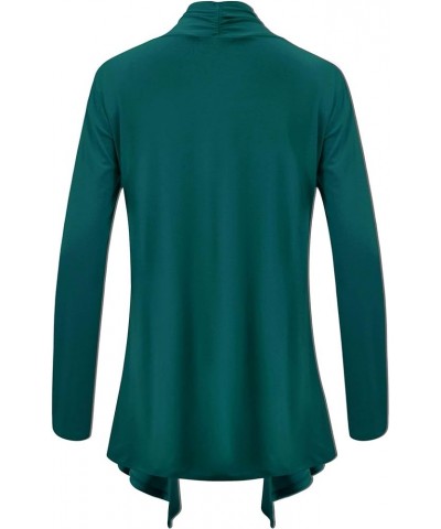 Womens Long Sleeve Draped Open Front Asymmetrical Cardigan Teal $19.28 Sweaters