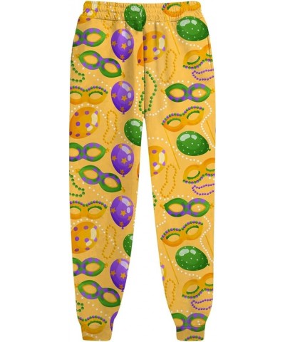 Mardi Gras Pants for Women 2024 Fashion Lounge Feastival Printed Pants Drawstring Jogger Sweat Pant with Pocket B-yellow $9.2...