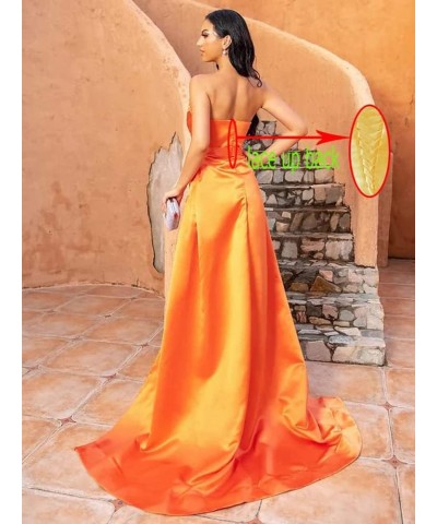 Women's Beaded Mermaid Prom Dresses 2024 Satin Ball Gown Long Formal Evening Gowns with Slit White $45.39 Dresses