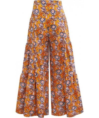 Womens Wide Leg Palazzo Pants Summer Loose Casual Beach Boho Floral Printed Trousers Bohemian Belted Pants Yellow Floral 2 $1...