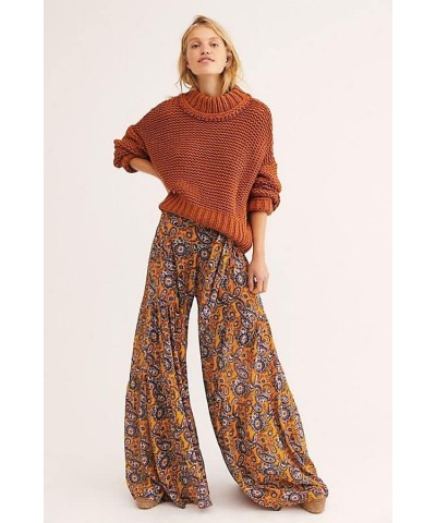 Womens Wide Leg Palazzo Pants Summer Loose Casual Beach Boho Floral Printed Trousers Bohemian Belted Pants Yellow Floral 2 $1...