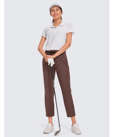 Womens High Waisted 4-Way Stretch Golf Capris 25" Short - Work Pants Athletic Lounge Workout Ankle Pants Taupe $20.21 Activewear