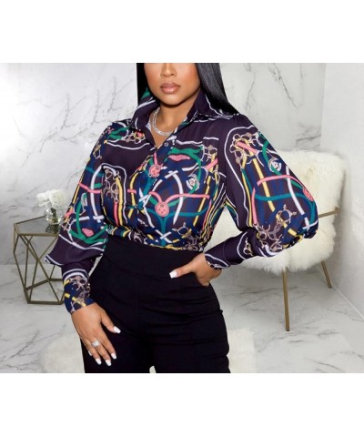 Blouses for Women Dressy Casual Colorful Long Sleeve Shirt Floral Print Tops Loose Collar Sexy T-Shirts Fashion 2023 Colorful...