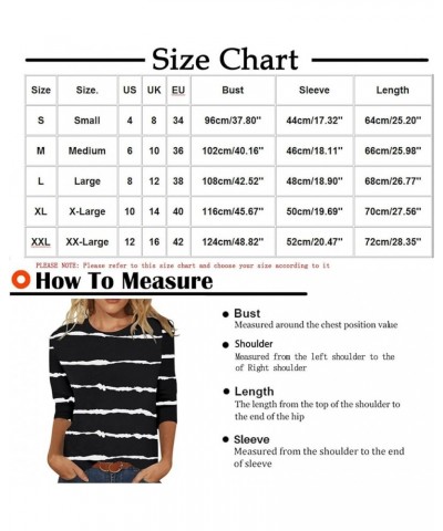 Women Trendy Striped Patchwork T Shirt Spring Summer Classic-Fit 3/4 Sleeve Going Out Tunic Tops Dressy Casual Crewneck Shirt...