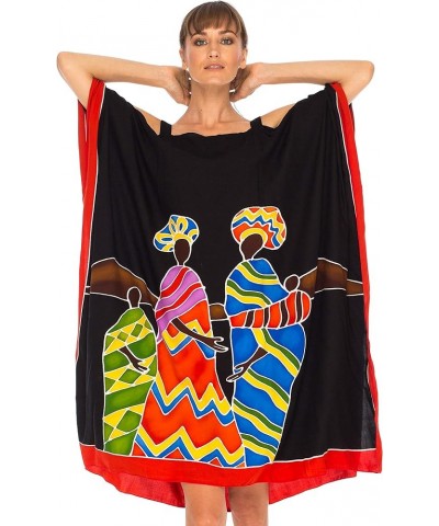 Womens Poncho Dress Loose Beach Cover Up Short Cold Shoulder Tunic Friends Design Black $24.88 Swimsuits