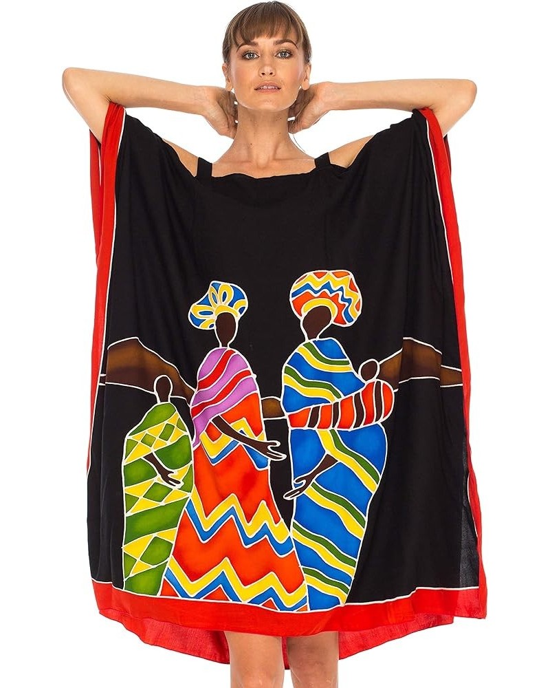 Womens Poncho Dress Loose Beach Cover Up Short Cold Shoulder Tunic Friends Design Black $24.88 Swimsuits