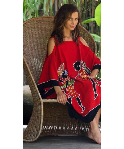 Womens Poncho Dress Loose Beach Cover Up Short Cold Shoulder Tunic Friends Design Black $24.88 Swimsuits